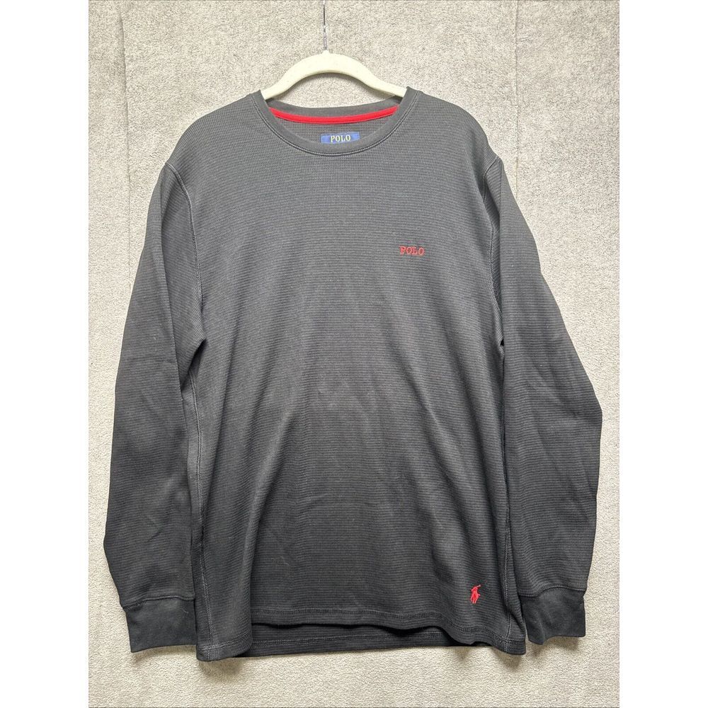Polo Ralph Lauren‎ Waffle Shirt Mens Large Black Red Logo Sleep Thermal